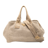 プラダ 三角ロゴプレート トートバッグ ショルダーバッグ 2WAY BN2038 ベージュ リネンキャンバス レディース PRADA 【中古】